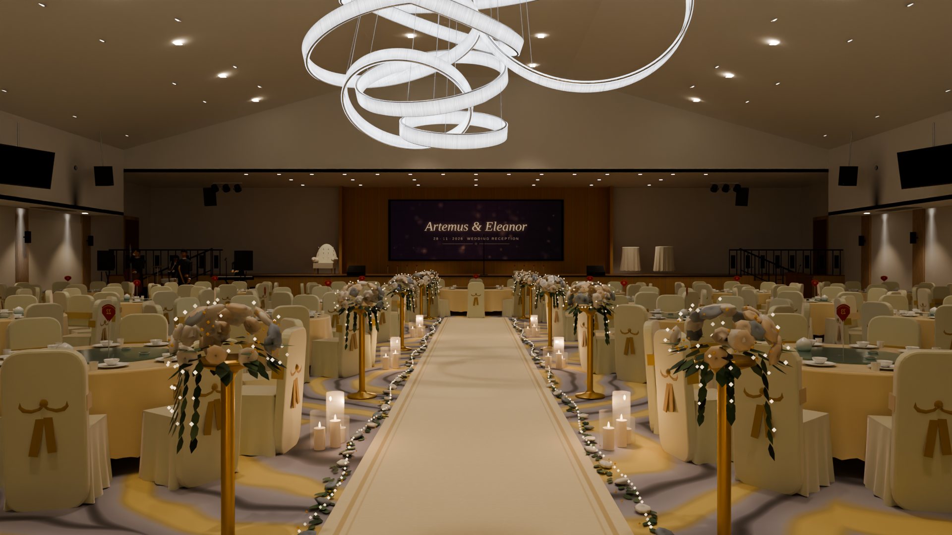 The aisle to the stage